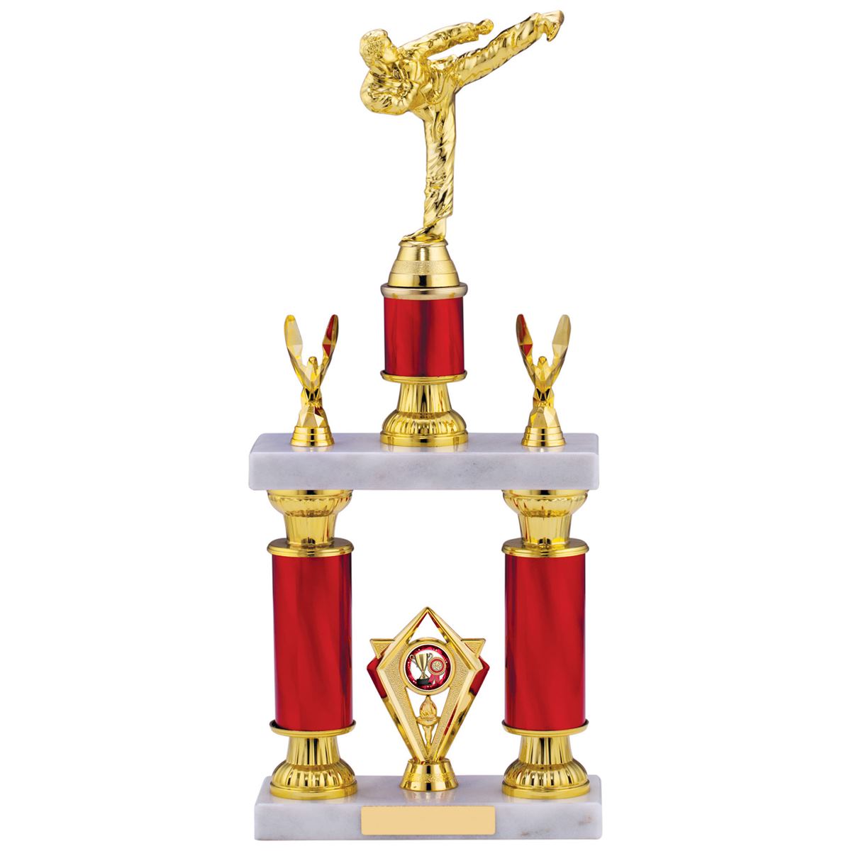 Karate Tower Trophy Red and Gold Tube Award North East Trophies