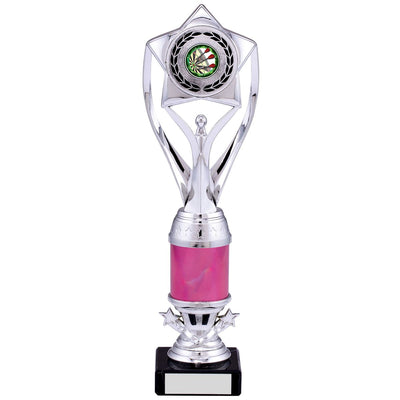 Victory Figure Tower Trophy in Silver and Pink - C Size