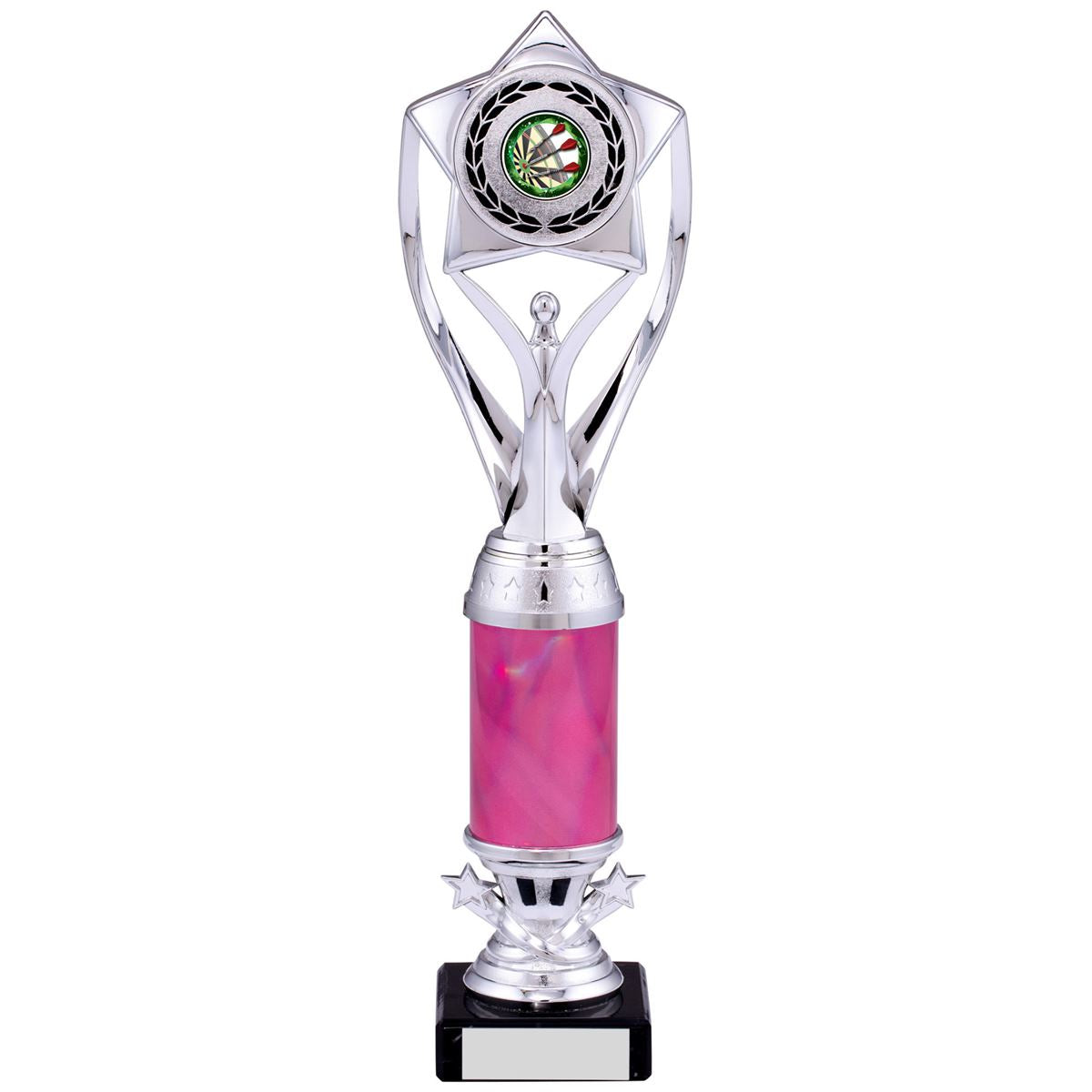 Victory Figure Tower Trophy in Silver and Pink - D Size