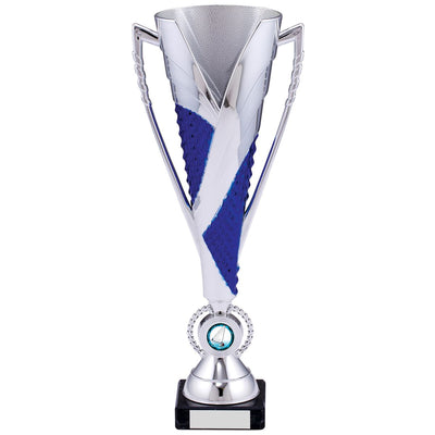 Silver Cup Trophy Tall in Silver and Blue - A Size