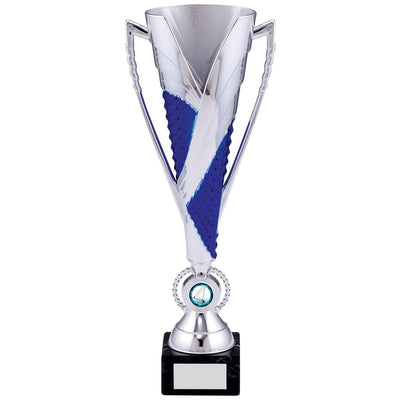 Silver Cup Trophy Tall in Silver and Blue - B Size