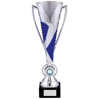 Silver Cup Trophy Tall in Silver and Blue - C Size