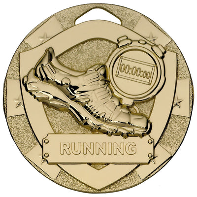 Running Mini Shield Medal - Gold