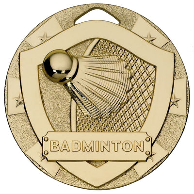 Badminton Mini Shield Medal - Gold