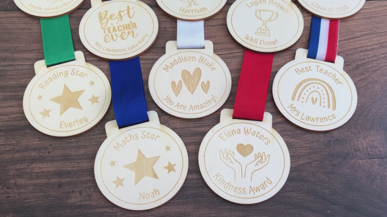 Personalised Children's Achievement Maths Wooden Medal