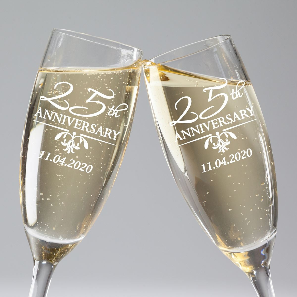 Set of 2 Personalised Champagne Flutes - Wedding Anniversary
