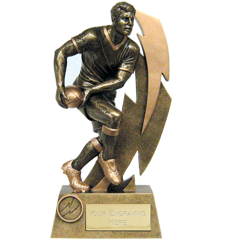 Rugby Player Figure Trophy Gold Flash Award