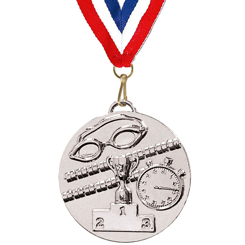 Silver Target Swimming Trophy Medal 5cm