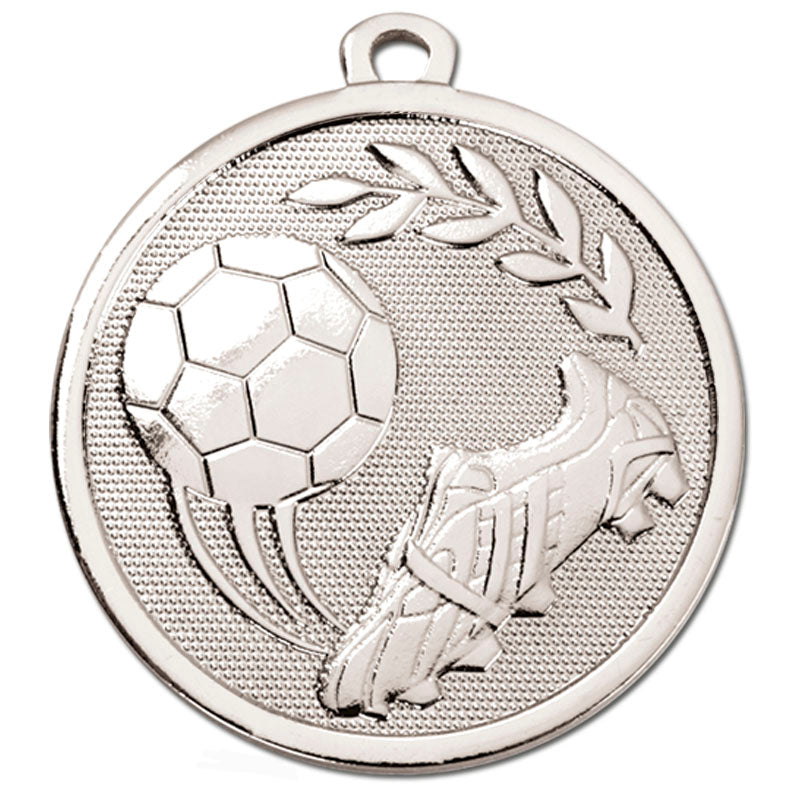 Silver Galaxy Football Boot & Ball Medal 4.5cm