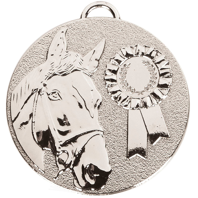 Silver Horse Rosette Medal 5cm