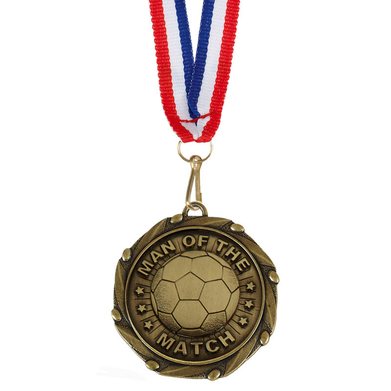 Man of the Match Football Medal Antique Gold 4.5cm