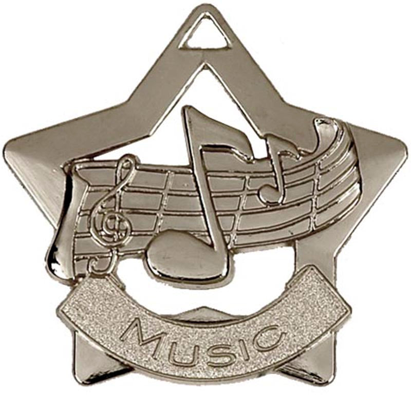 Silver Music Mini Star Medal 5.5cm