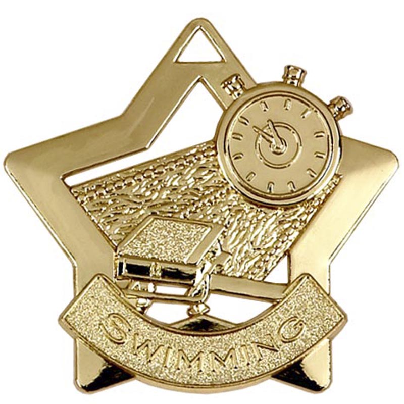 Gold Swimming Mini Star Medal 5.5cm