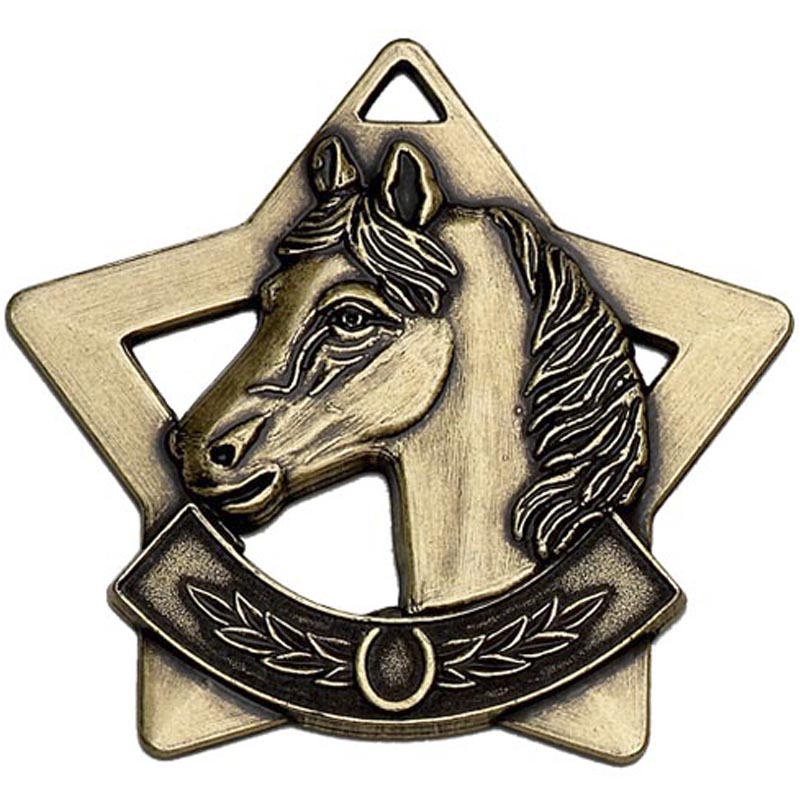 Bronze Horse Riding Mini Star Medal 5.5cm