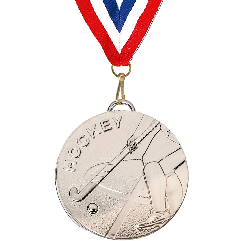 Silver Target Hockey Medal 5cm