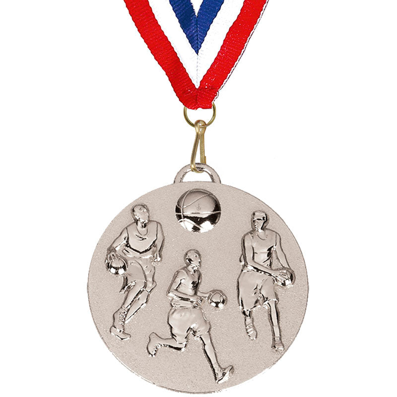 Silver Target Basketball Medal 5cm