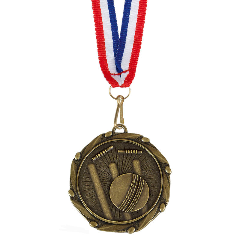 Cricket Medal Antique Gold 4.5cm