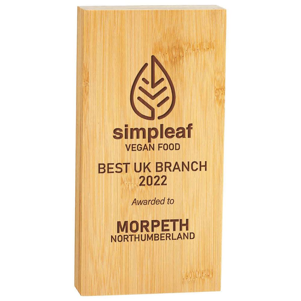 Bamboo Wooden Block Award - Large - Laser Engraved