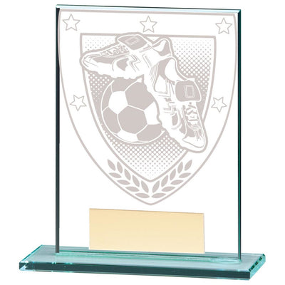 Millennium Football Trophy Boot & Ball Jade Glass Award