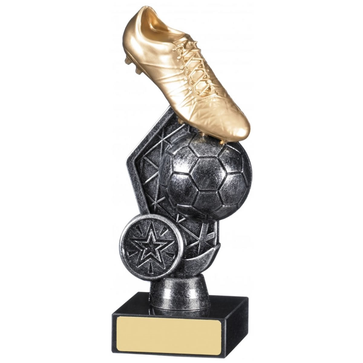 Football Gold Boot Trophy Team Awards in Black and Gold - Pack of 15Football Gold Boot Trophy Team Awards in Black and Gold - Pack of 16