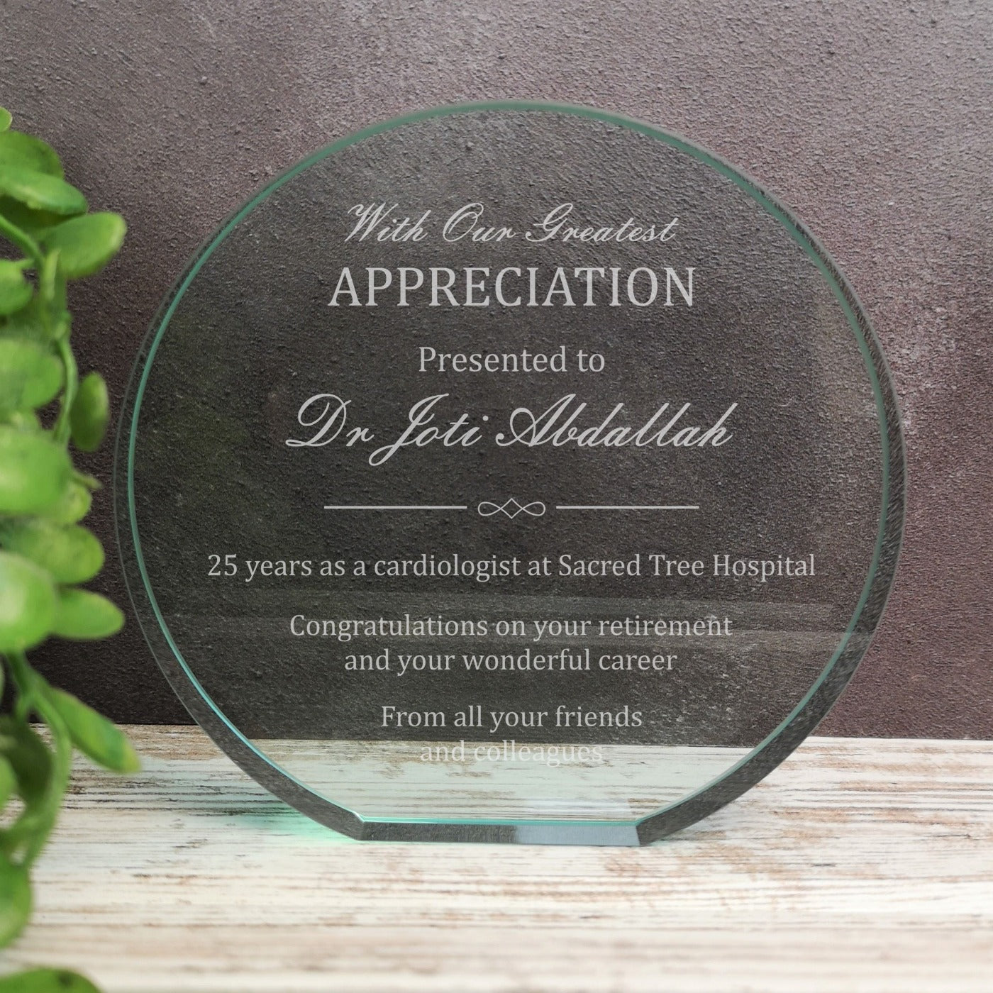 Poppy Jade Glass Long Service Appreciation Award