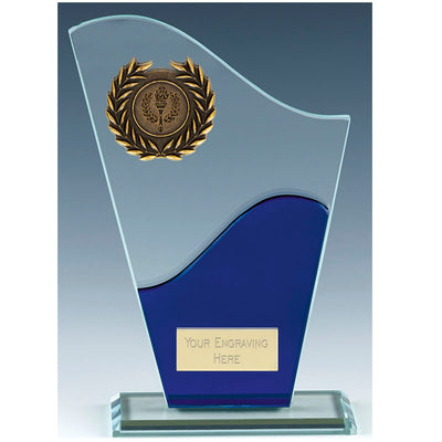 Trek Blue Glass Plaque Trophy Award