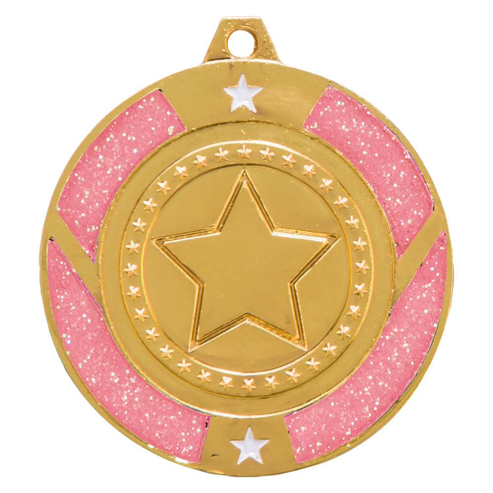 Premium Dance/Gymnastics Pink Glitter Star Medal - 5cm