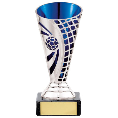 Football Series Defender Trophy Cup In Silver & Blue