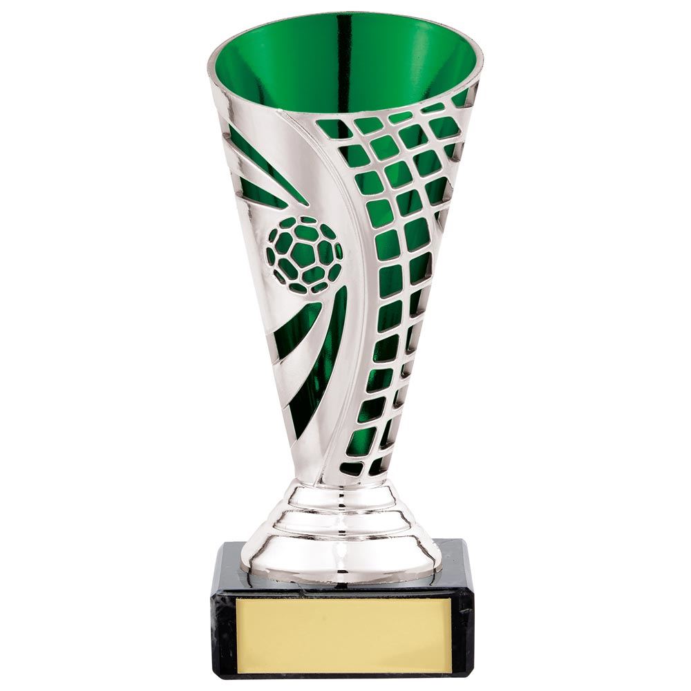 Football Series Defender Trophy Cup In Silver and Green