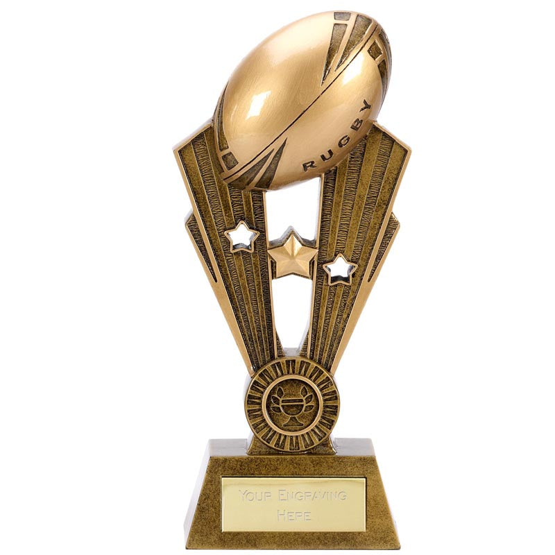 Rugby Ball Trophy Fame Golden Star Rugby Game Award