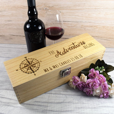 Personalised Wooden Wine Box - The Adventure Beings