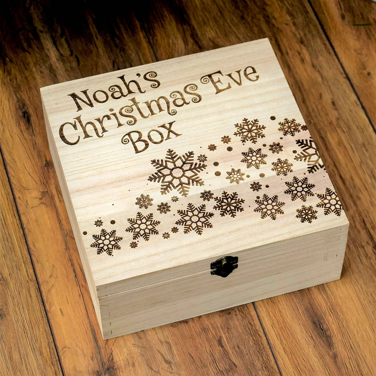 Personalised Wooden Christmas Eve Box - Snowflakes