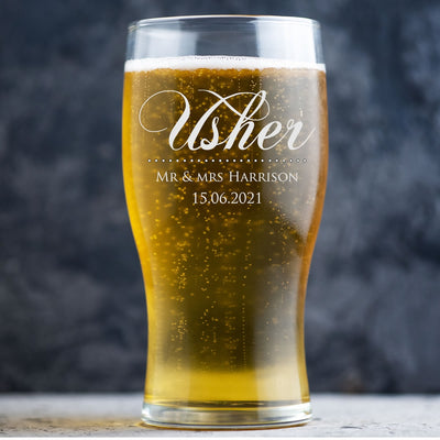 Personalised Beer Glass Pint Glass - Wedding