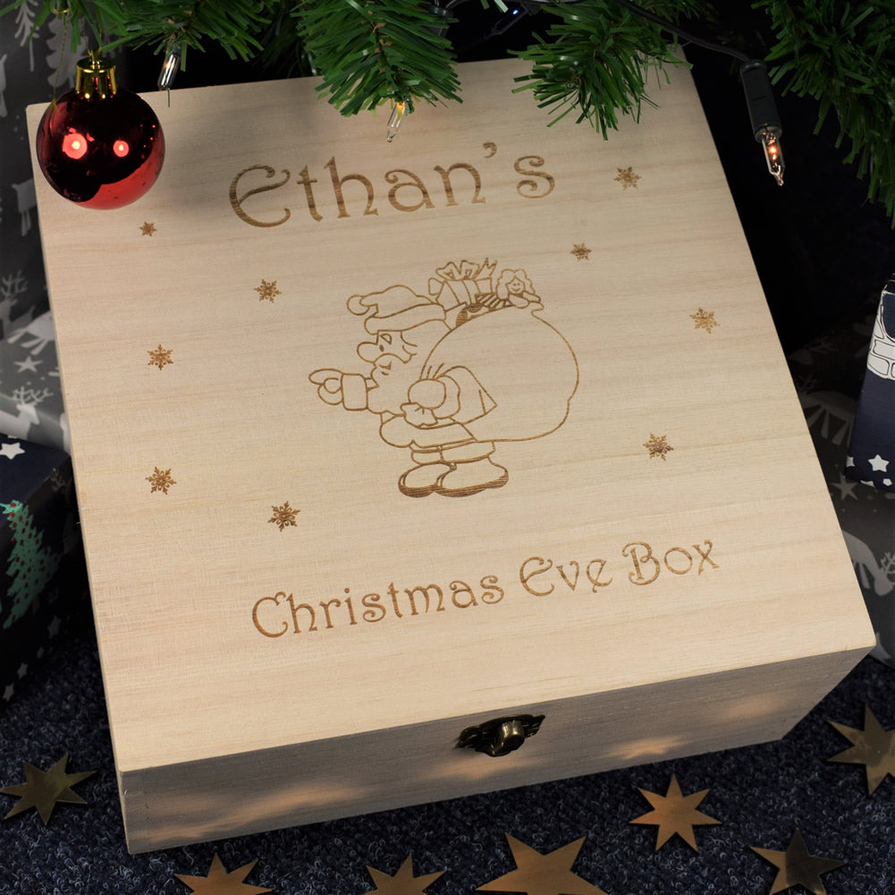 Personalised Wooden Christmas Eve Box - Santa