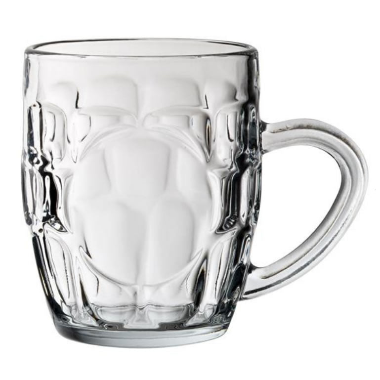 Half Pint Dimple Beer Mug Glass with Window - Add Your Text or Logo