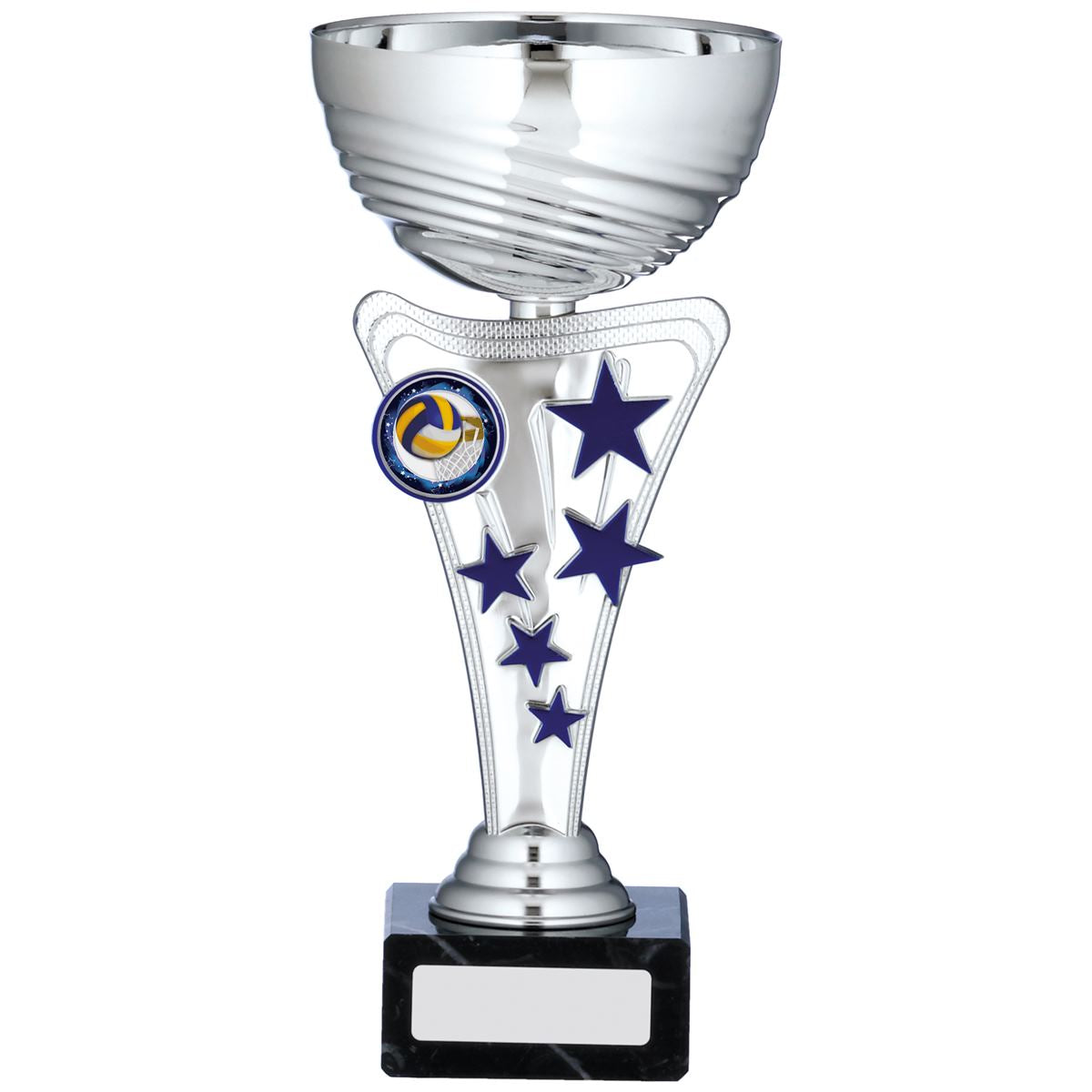 Silver Trophy Cup with Blue Stars - B Size