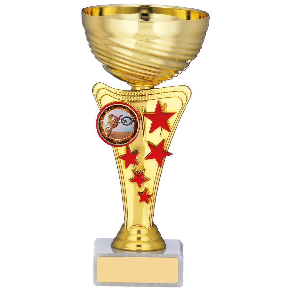 Gold Trophy Cup with Red Stars
