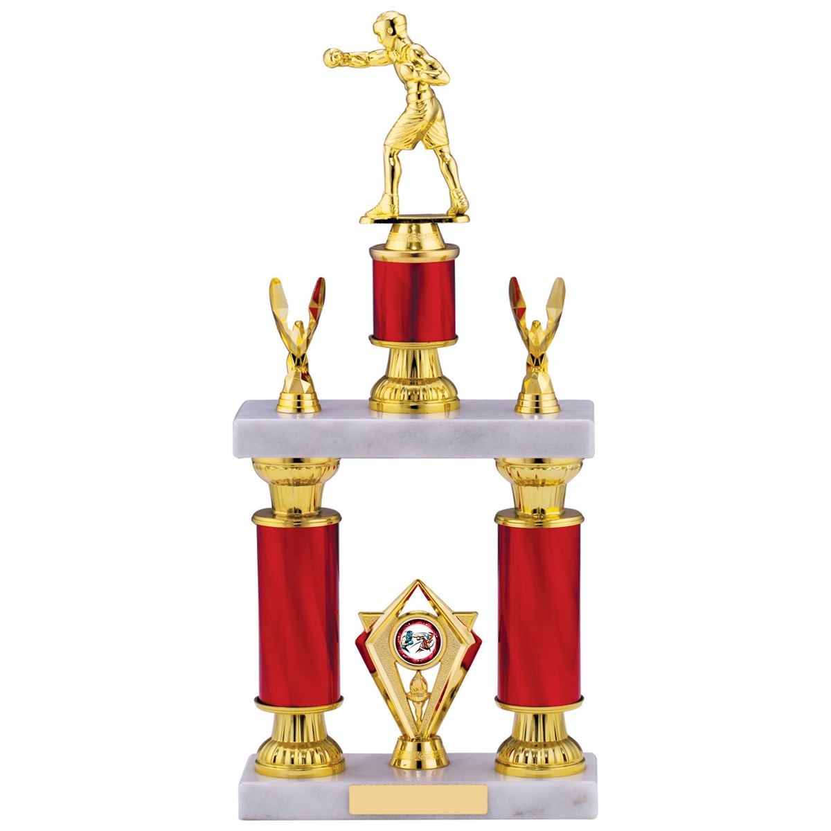 Boxing Tower Trophy Red and Gold Tube Award