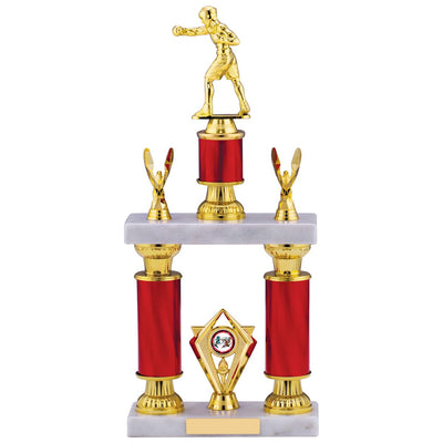 Boxing Tower Trophy Red and Gold Tube Award