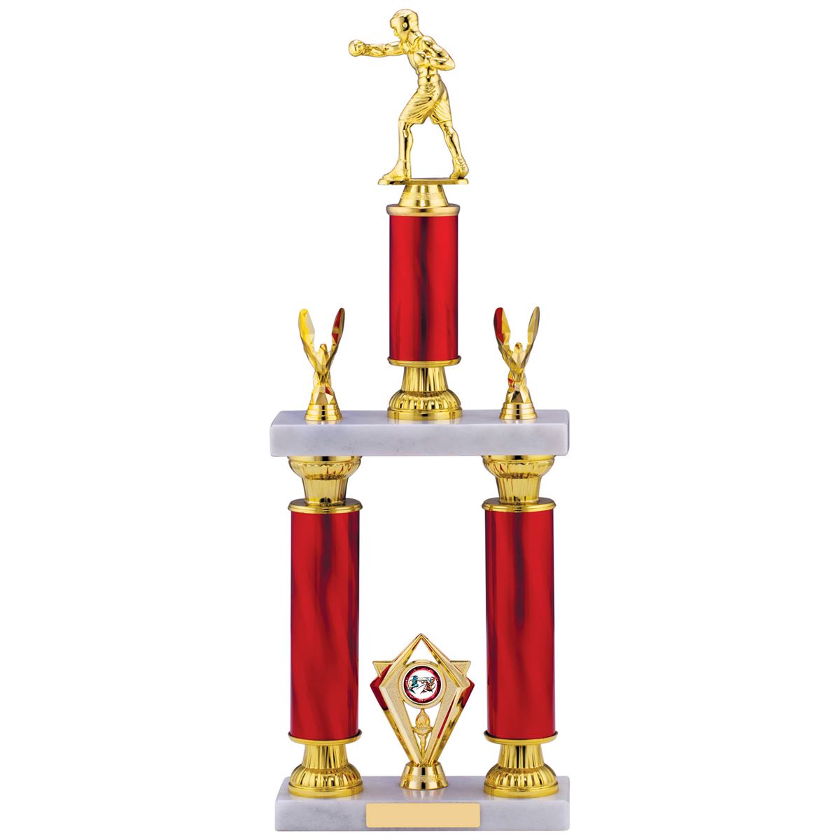 Boxing Tower Trophy Red and Gold Tube Award