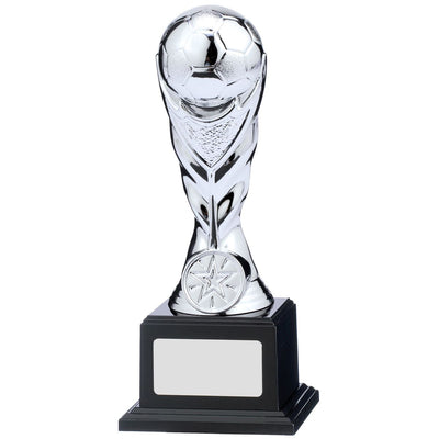 Shiny Silver Football Trophy Resin Awards - Pack of 15