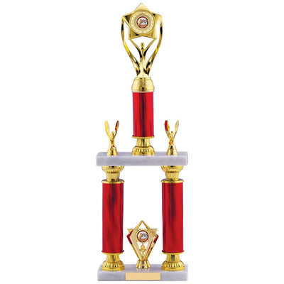 Large Tower Trophy Victory Award in Red and Gold - B Size