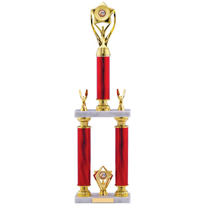 Large Tower Trophy Victory Award in Red and Gold - C Size