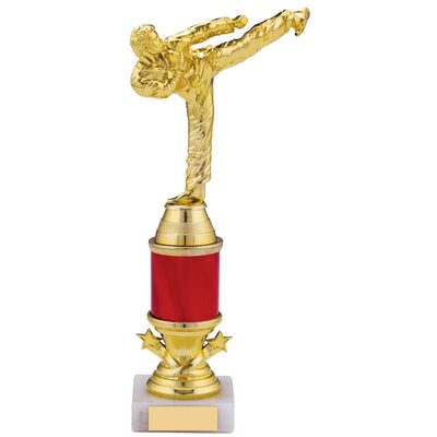 Karate Mini Tower Trophy Gold and Red Tube Award