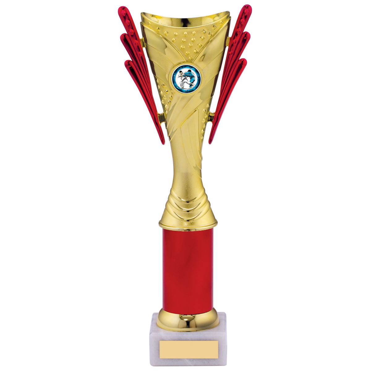 Trophy Cup Tower Award in Gold and Red