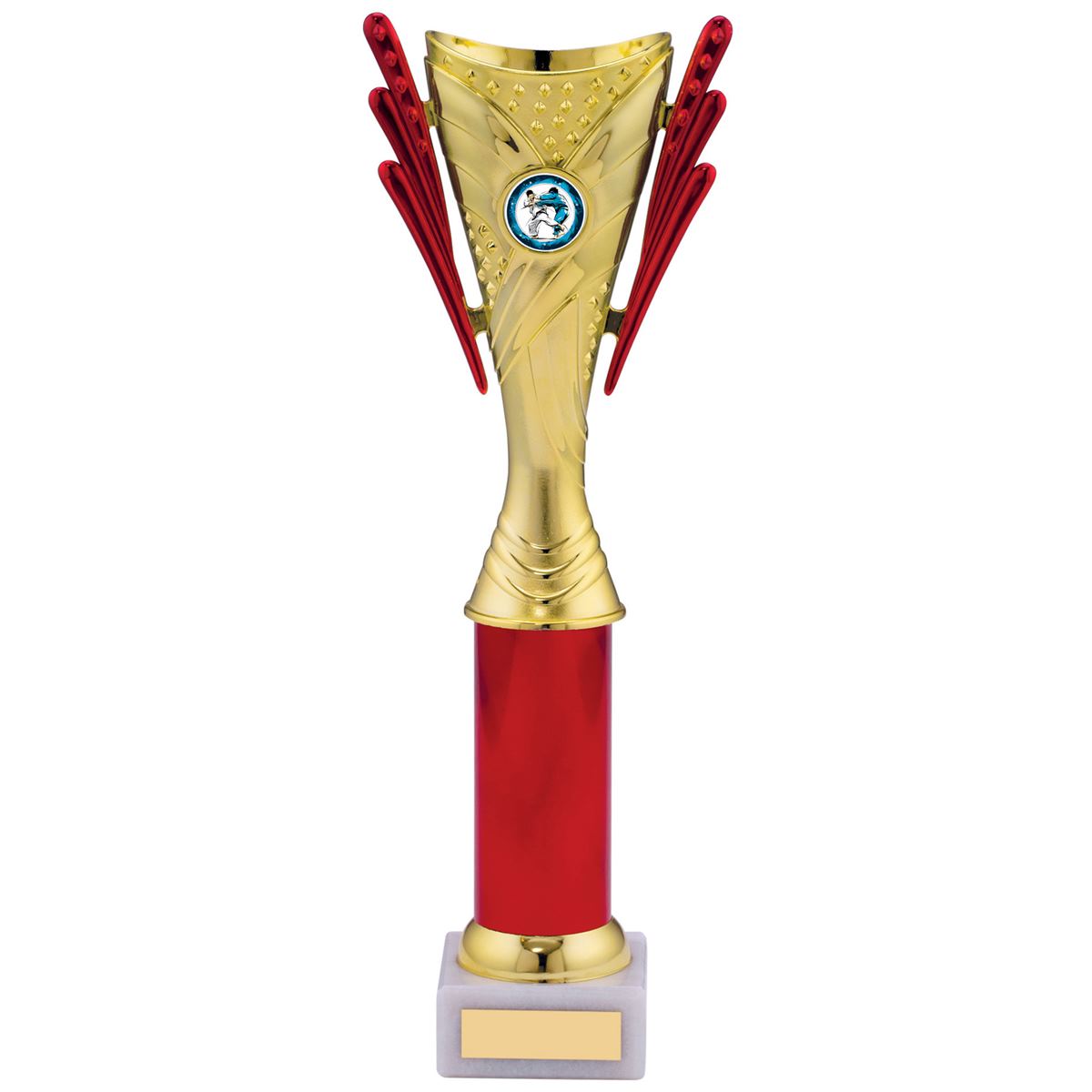 Trophy Cup Tower Award in Gold and Red