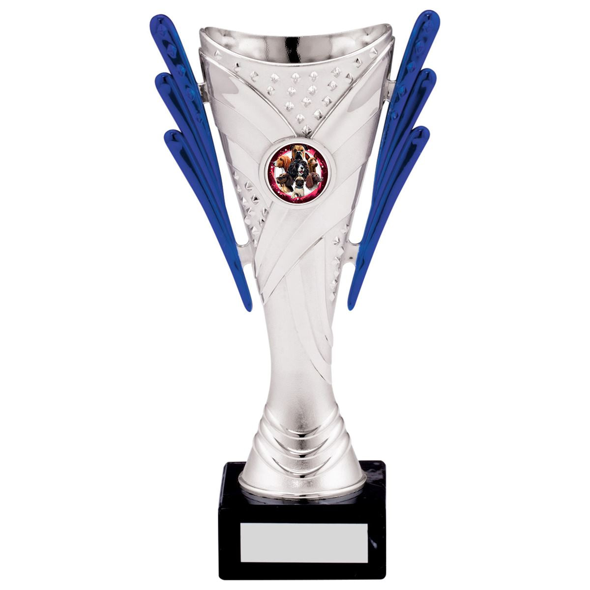 Trophy Cup Tower Award in Silver and Blue - A Size