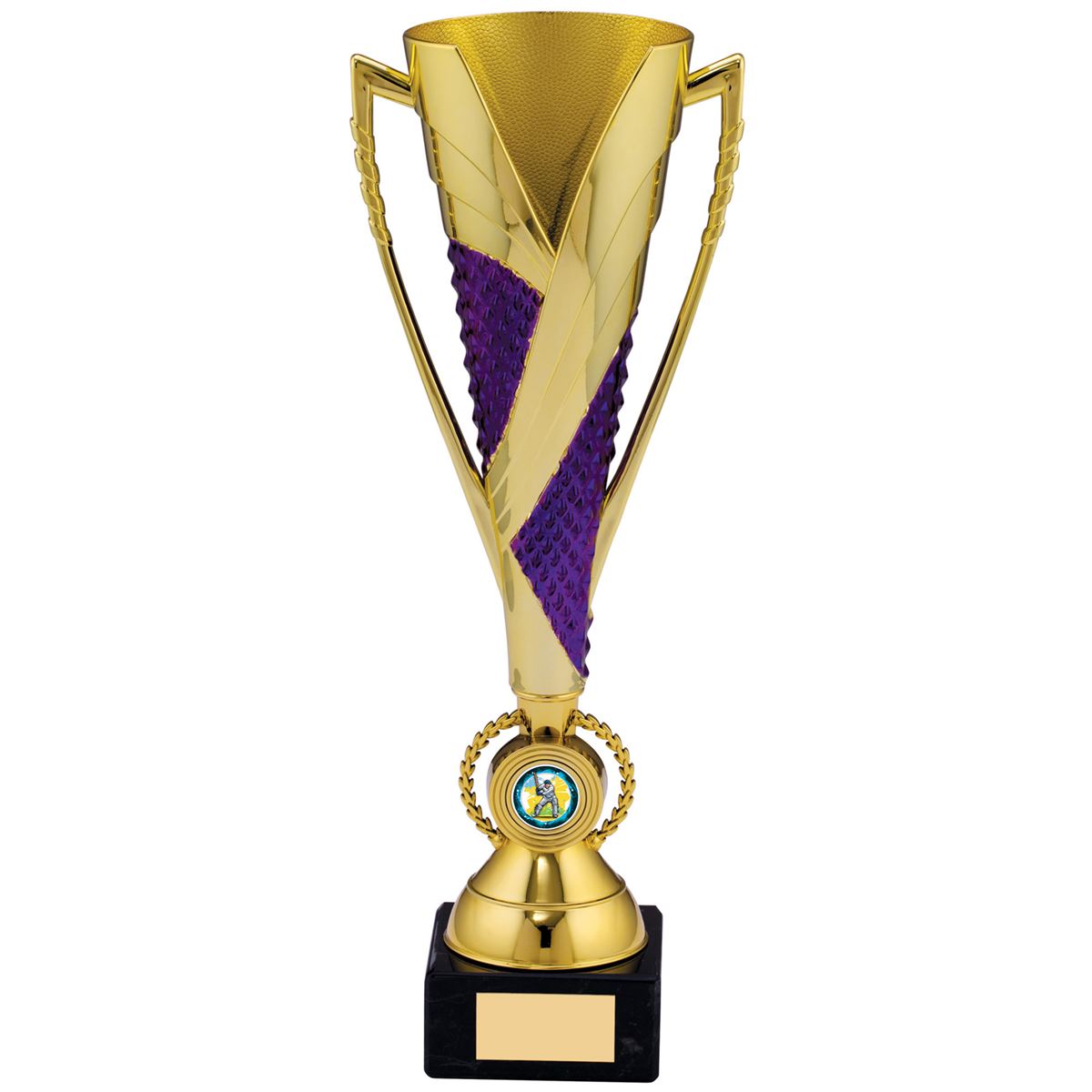 Gold Cup Trophy Tall in Gold and Purple - C Size