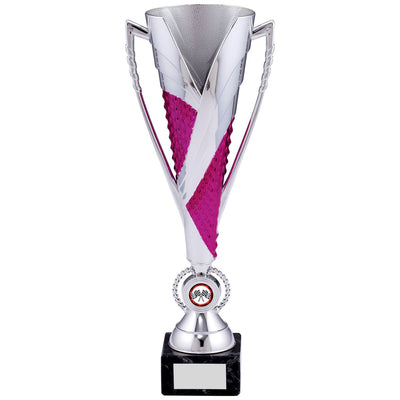 Silver Cup Trophy Tall in Silver and Pink - B Size