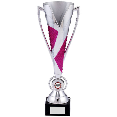 Silver Cup Trophy Tall in Silver and Pink - C Size